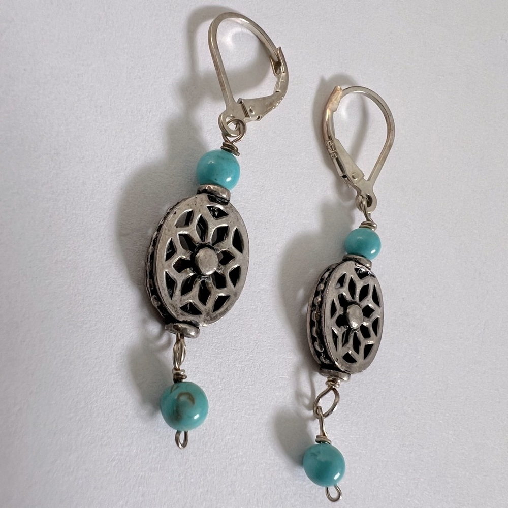Beautiful southwest style dangle earrings sterling silver 925